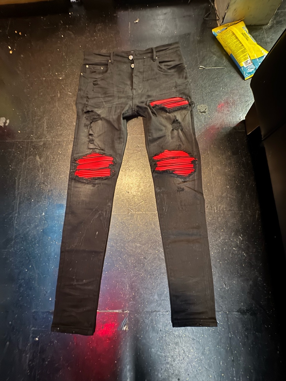 Amiri MX1 Leather Patched Denim